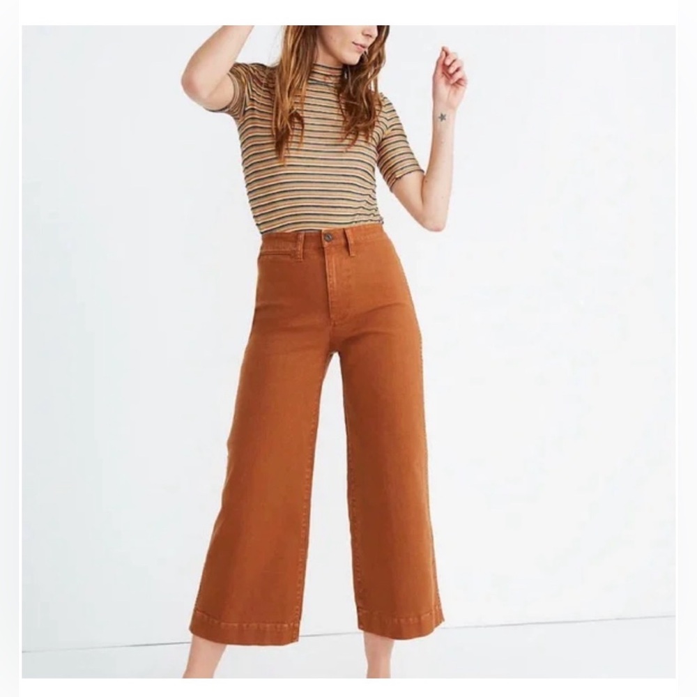 Madewell Rust Wide-Leg Cropped Pants